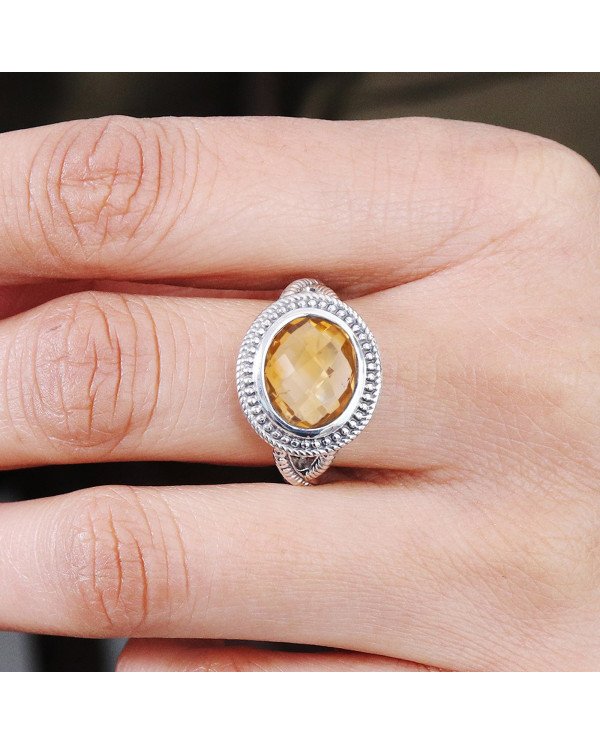 Citrine Gemstone Ring Handcrafted Ring 925 Sterling Silver Ring