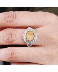 Citrine Gemstone Ring Handcrafted Ring 925 Sterling Silver Ring