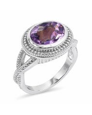 Handcrafted Ring Purple African Amethyst Ring 925 Sterling Silver Ring
