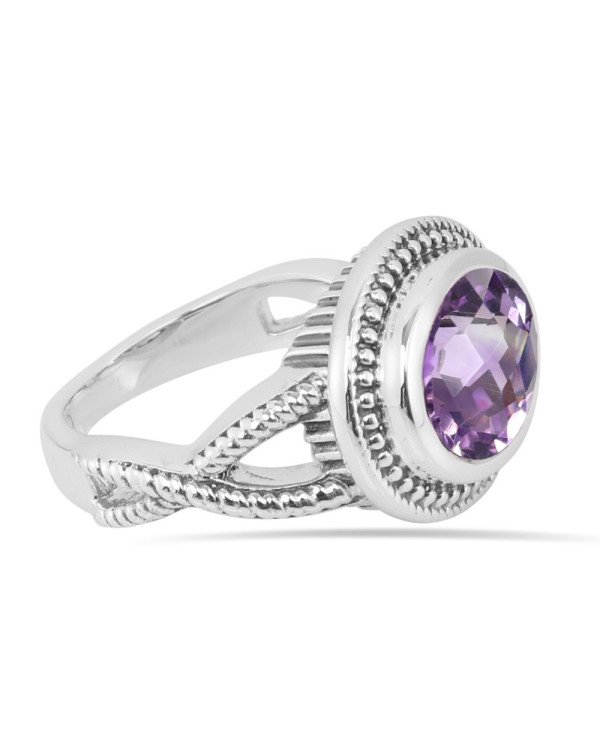 Handcrafted Ring Purple African Amethyst Ring 925 Sterling Silver Ring