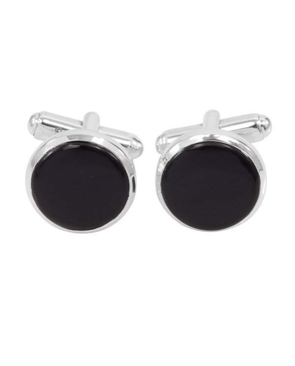925 Sterling Silver Black Spinel Cufflink for Men