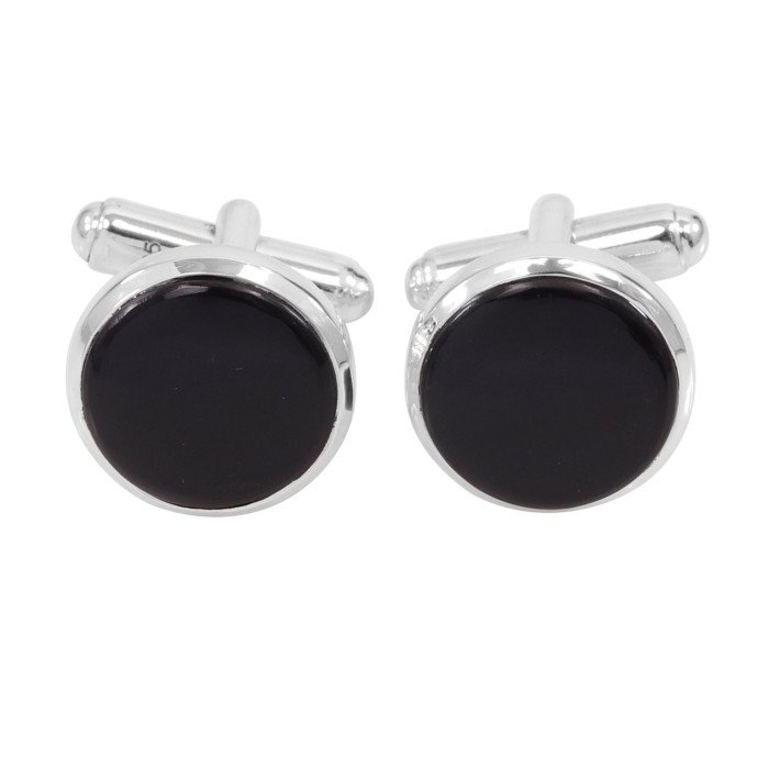 925 Sterling Silver Black Spinel Cufflink for Men