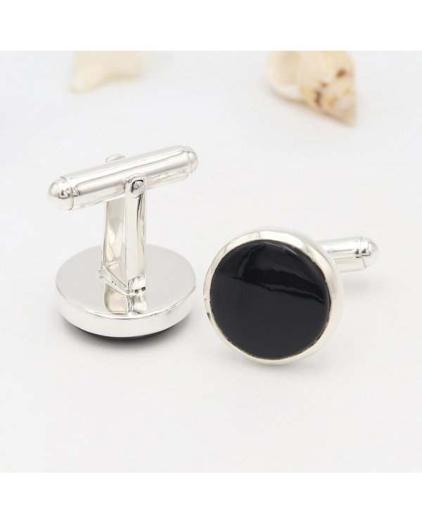 925 Sterling Silver Black Spinel Cufflink for Men