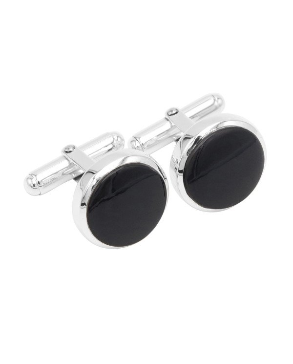 925 Sterling Silver Black Spinel Cufflink for Men