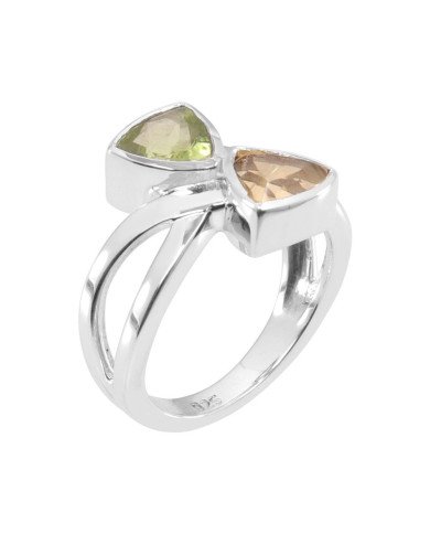 Peridot Ring Citrine Ring August Birthstone Ring Sterling Silver Ring
