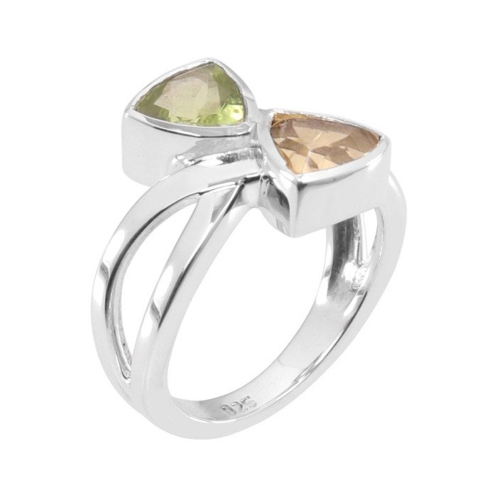Peridot Ring Citrine Ring August Birthstone Ring Sterling Silver Ring