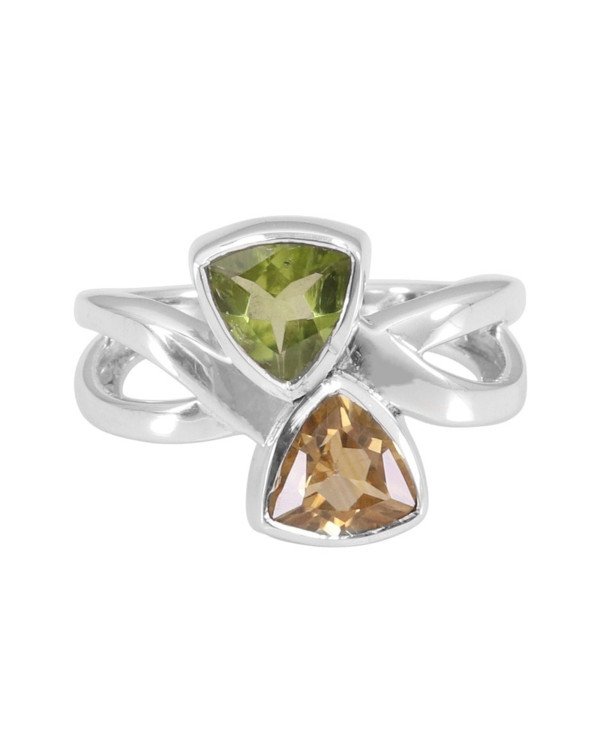 Peridot Ring Citrine Ring August Birthstone Ring Sterling Silver Ring
