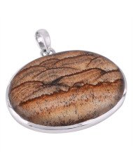 Sterling Pendants Picture Jasper and Sterling Silver Plain Locket