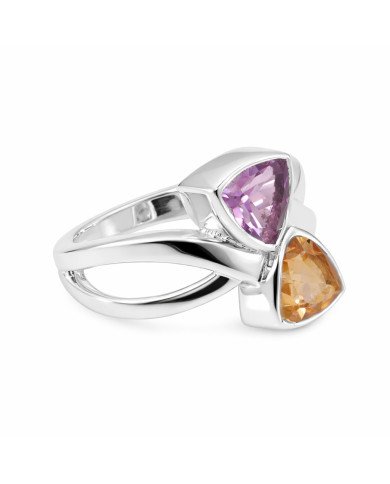 Amethyst Ring Citrine Ring November Birthstone Ring 925 Silver Ring