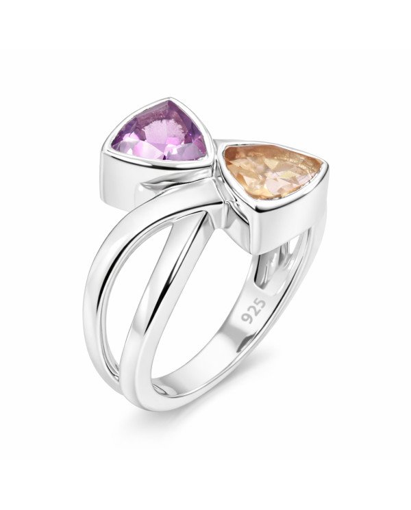 Amethyst Ring Citrine Ring November Birthstone Ring 925 Silver Ring