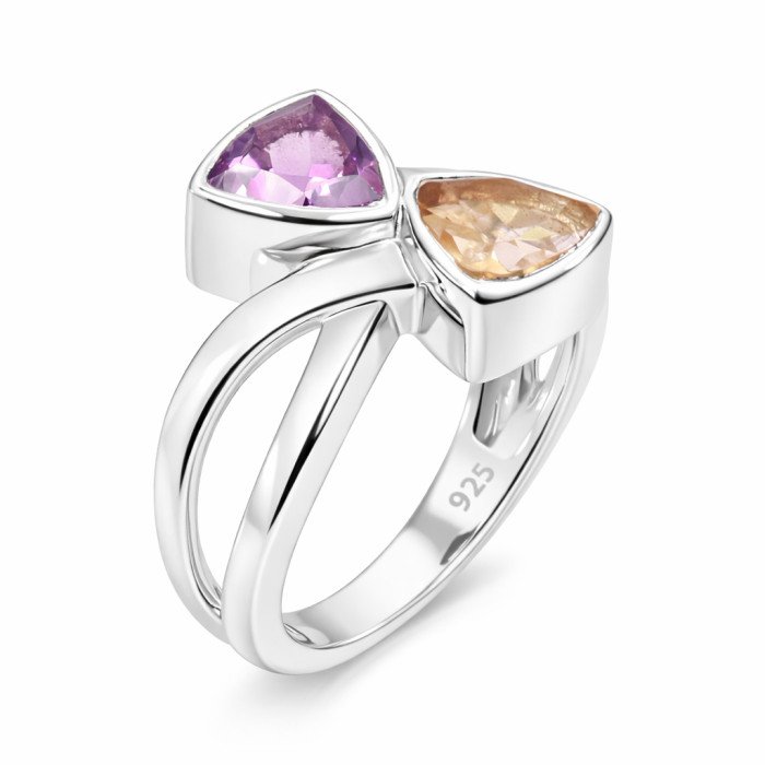 Amethyst Ring Citrine Ring November Birthstone Ring 925 Silver Ring