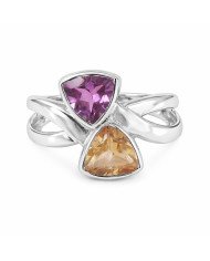 Amethyst Ring Citrine Ring November Birthstone Ring 925 Silver Ring