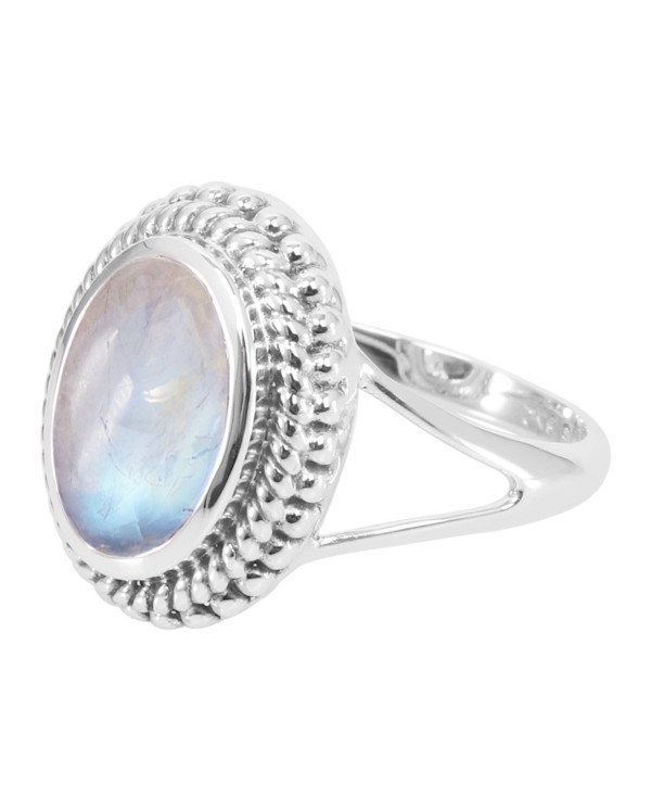 Rainbow Moonstone Ring 925 Sterling Silver Ring Solitaire Silver Ring