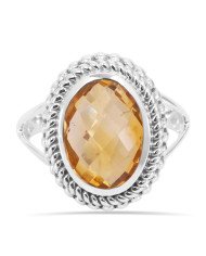 Citrine Ring Solitaire Gemstone Ring 925 Sterling Silver Ring