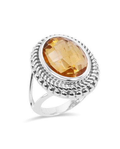 Citrine Ring Solitaire Gemstone Ring 925 Sterling Silver Ring