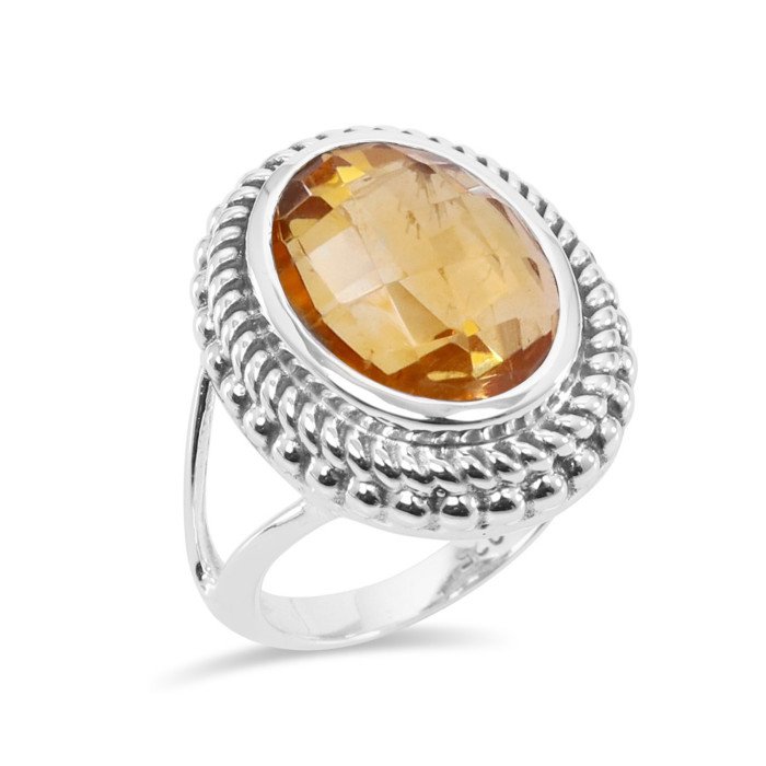 Citrine Ring Solitaire Gemstone Ring 925 Sterling Silver Ring