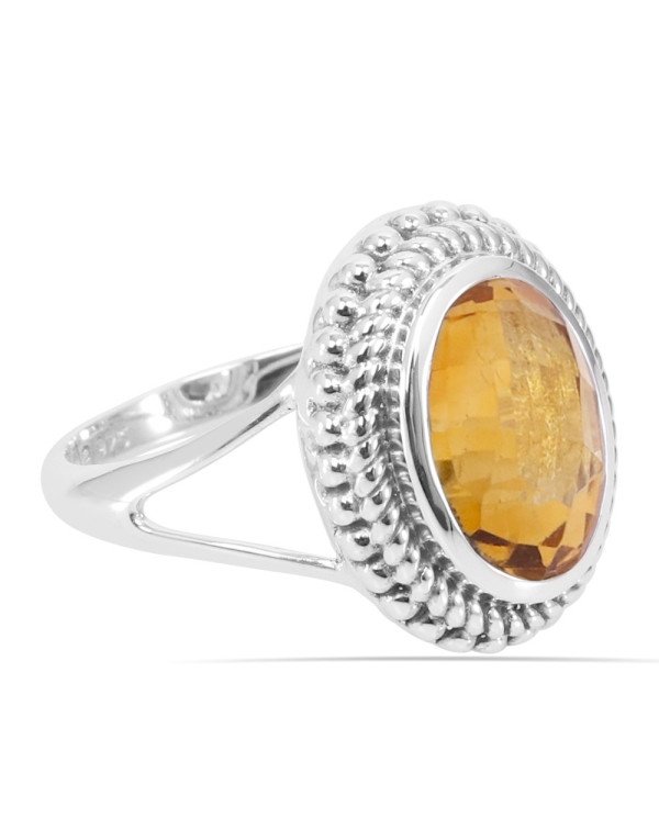 Citrine Ring Solitaire Gemstone Ring 925 Sterling Silver Ring