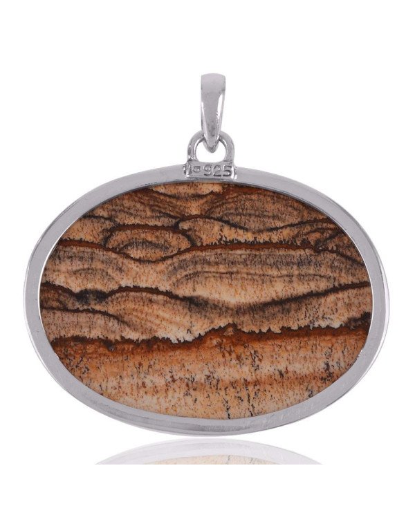 Sterling Pendants Picture Jasper and Sterling Silver Plain Locket