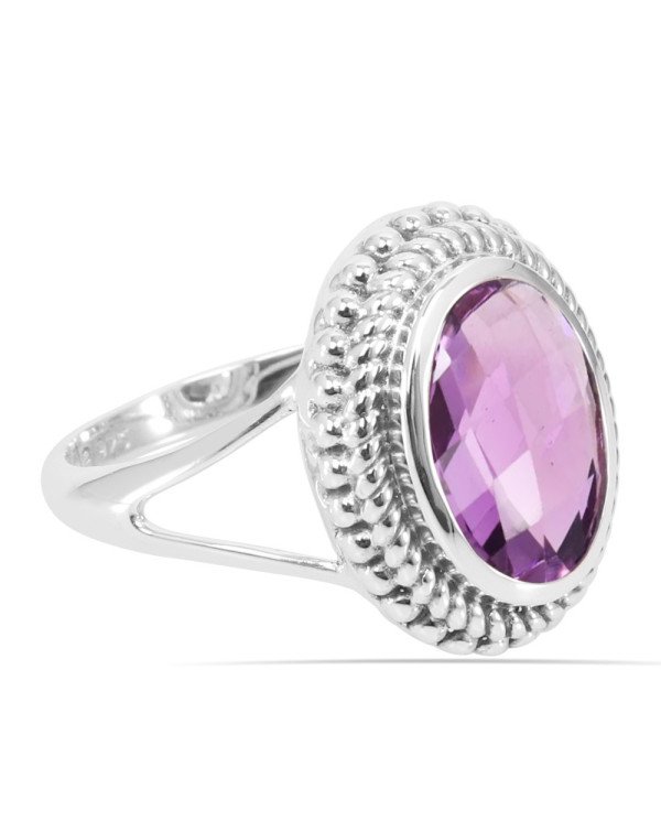 Amethyst Ring 925 Sterling Silver Ring Solitaire Gemstone Ring