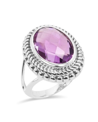 Amethyst Ring 925 Sterling Silver Ring Solitaire Gemstone Ring