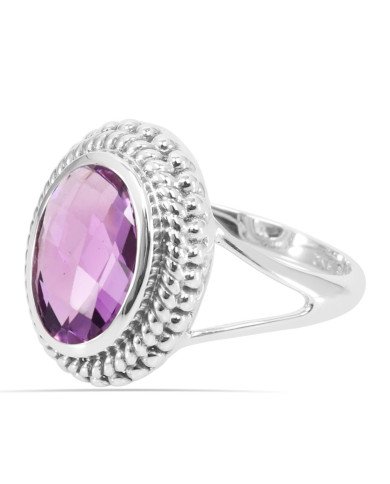 Amethyst Ring 925 Sterling Silver Ring Solitaire Gemstone Ring