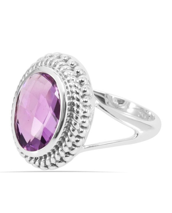 Amethyst Ring 925 Sterling Silver Ring Solitaire Gemstone Ring