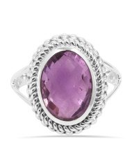 Amethyst Ring 925 Sterling Silver Ring Solitaire Gemstone Ring