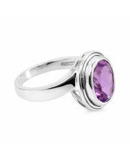 Sterling Silver Purple Amethyst Classic Solitaire Ring
