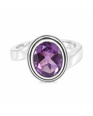 Sterling Silver Purple Amethyst Classic Solitaire Ring