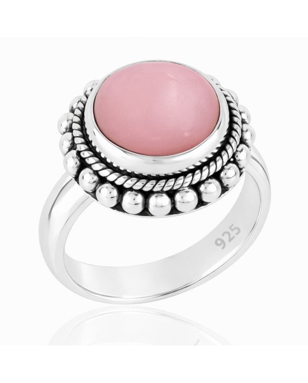 Pink Opal Ring 925 Sterling Silver Ring Solitaire Gemstone Ring