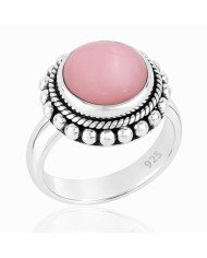 Pink Opal Ring 925 Sterling Silver Ring Solitaire Gemstone Ring