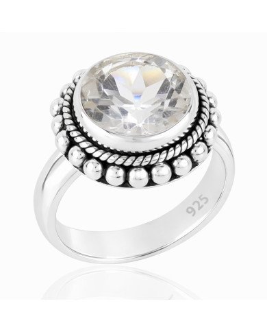 Crystal Quartz Sterling Silver Gemstone Engagement Ring