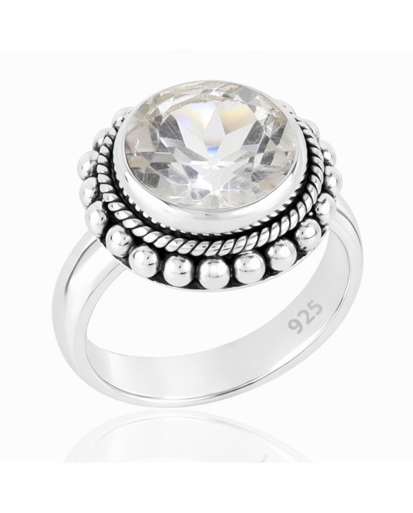 Crystal Quartz Sterling Silver Gemstone Engagement Ring