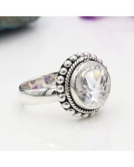 Crystal Quartz Sterling Silver Gemstone Engagement Ring