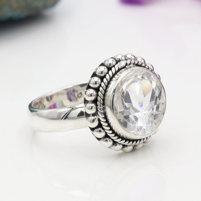 Crystal Quartz Sterling Silver Gemstone Engagement Ring