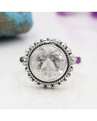 Crystal Quartz Sterling Silver Gemstone Engagement Ring