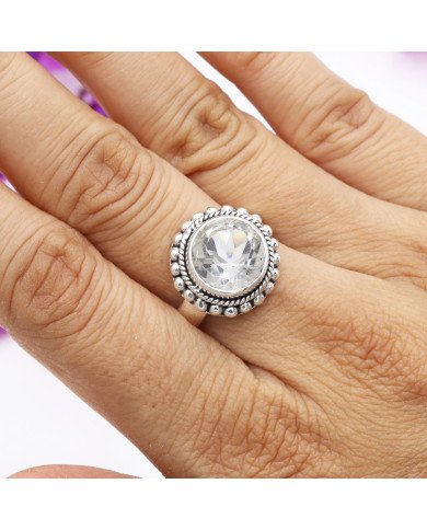 Crystal Quartz Sterling Silver Gemstone Engagement Ring