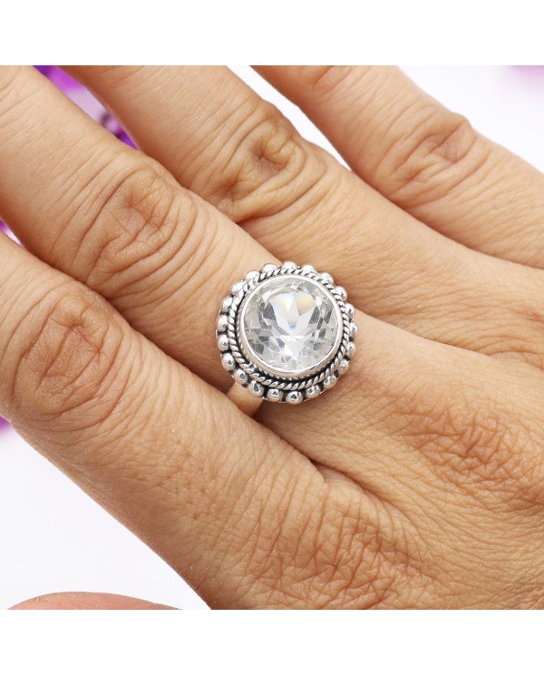 Crystal Quartz Sterling Silver Gemstone Engagement Ring