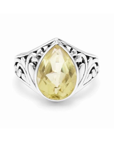Lemon Quartz Ring Solitaire Silver Ring 925 Sterling Silver Ring