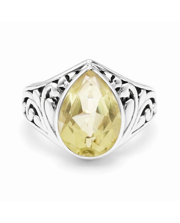 Lemon Quartz Ring Solitaire Silver Ring 925 Sterling Silver Ring