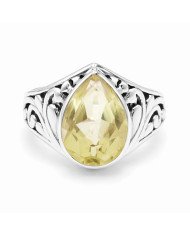 Lemon Quartz Ring Solitaire Silver Ring 925 Sterling Silver Ring