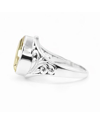 Lemon Quartz Ring Solitaire Silver Ring 925 Sterling Silver Ring