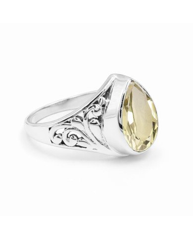 Lemon Quartz Ring Solitaire Silver Ring 925 Sterling Silver Ring