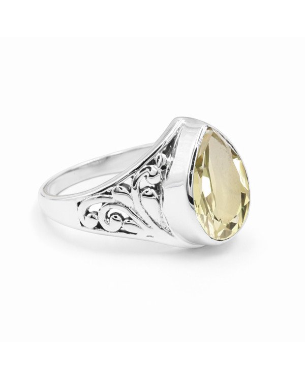 Lemon Quartz Ring Solitaire Silver Ring 925 Sterling Silver Ring