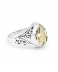 Lemon Quartz Ring Solitaire Silver Ring 925 Sterling Silver Ring