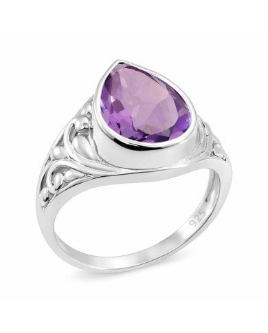 February birthstone Ring 925 Sterling Silver Ring Solitaire Silver Ring