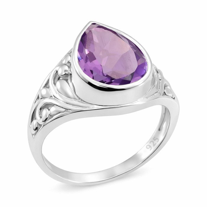February birthstone Ring 925 Sterling Silver Ring Solitaire Silver Ring