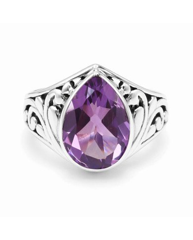 February birthstone Ring 925 Sterling Silver Ring Solitaire Silver Ring