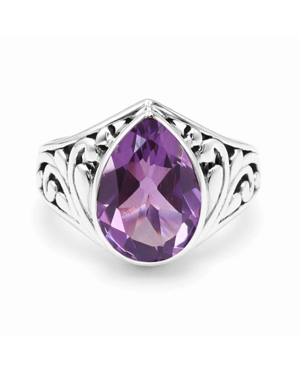 February birthstone Ring 925 Sterling Silver Ring Solitaire Silver Ring