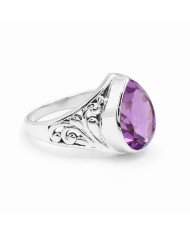 February birthstone Ring 925 Sterling Silver Ring Solitaire Silver Ring